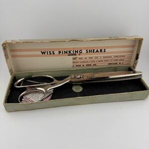 Wiss Pinking Shears Model C Silver Tone Vintage Chrome Sewing Scissors Boxed